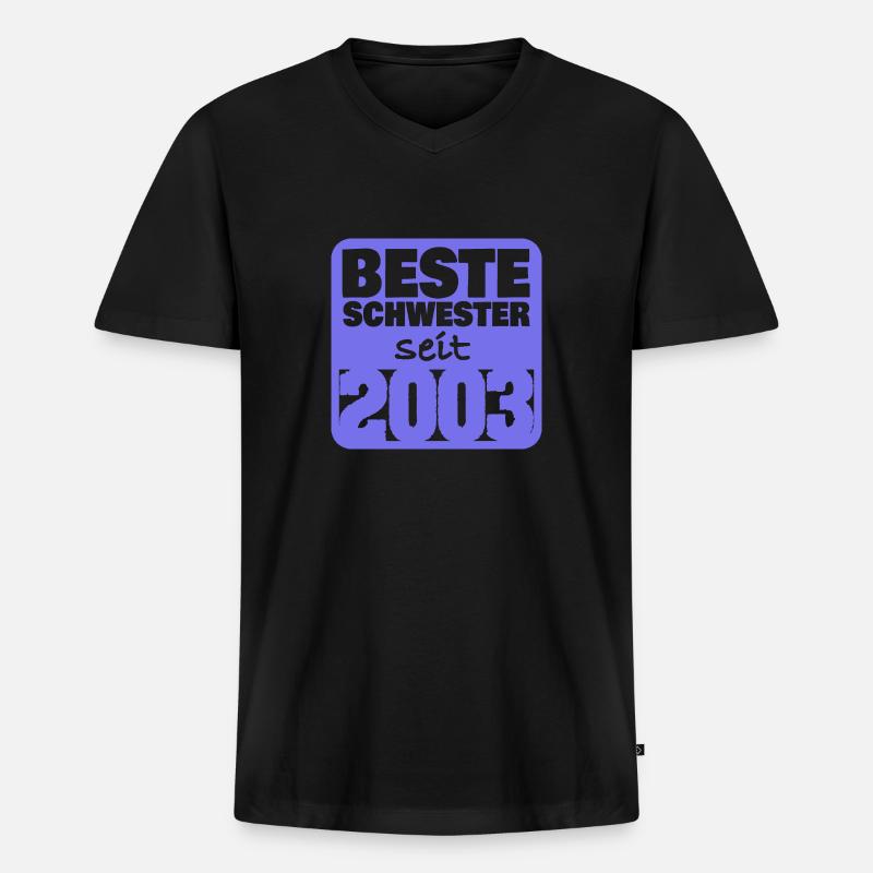 Schwesterchen 2003 - Männer Premium Bio T-Shirt mit V-Ausschnitt - Schwarz