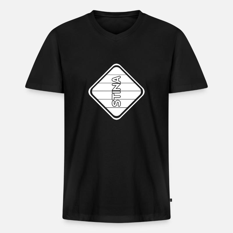 Vorname Stina - Männer Premium Bio T-Shirt mit V-Ausschnitt - Schwarz