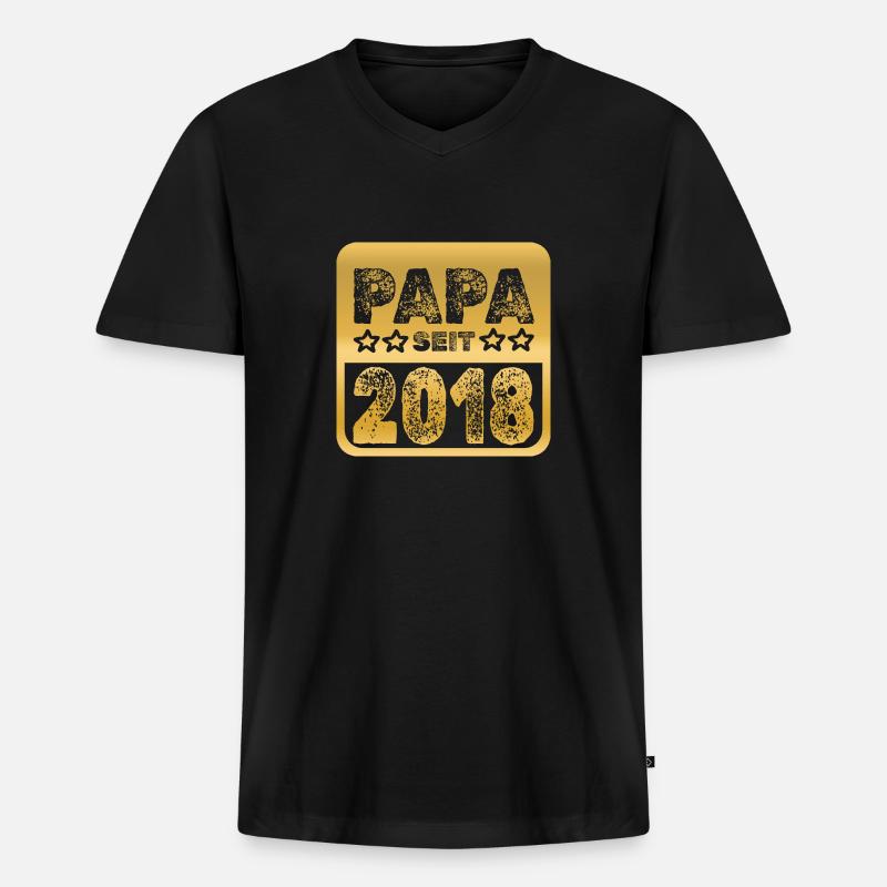 2018 - Männer Premium Bio T-Shirt mit V-Ausschnitt - Schwarz