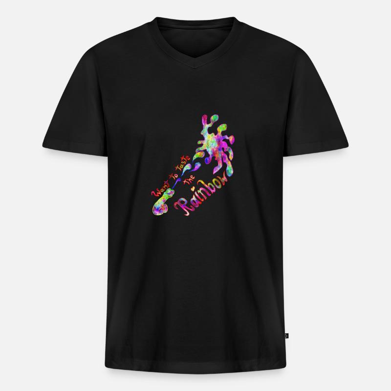 Taste the Rainbow - Männer Premium Bio T-Shirt mit V-Ausschnitt - Schwarz