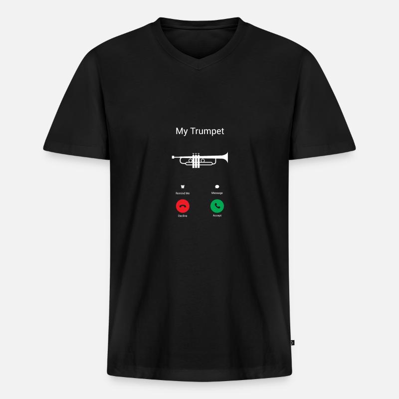 Die Trompete ruft - Männer Premium Bio T-Shirt mit V-Ausschnitt - Schwarz