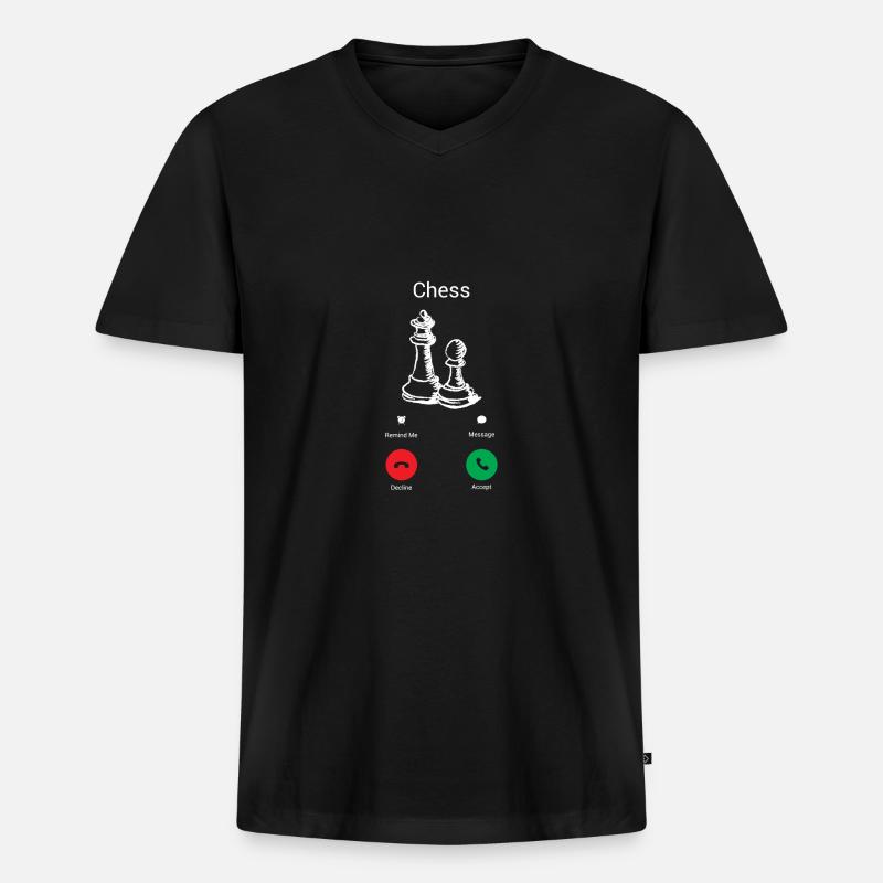 Schach ruft! - Männer Premium Bio T-Shirt mit V-Ausschnitt - Schwarz
