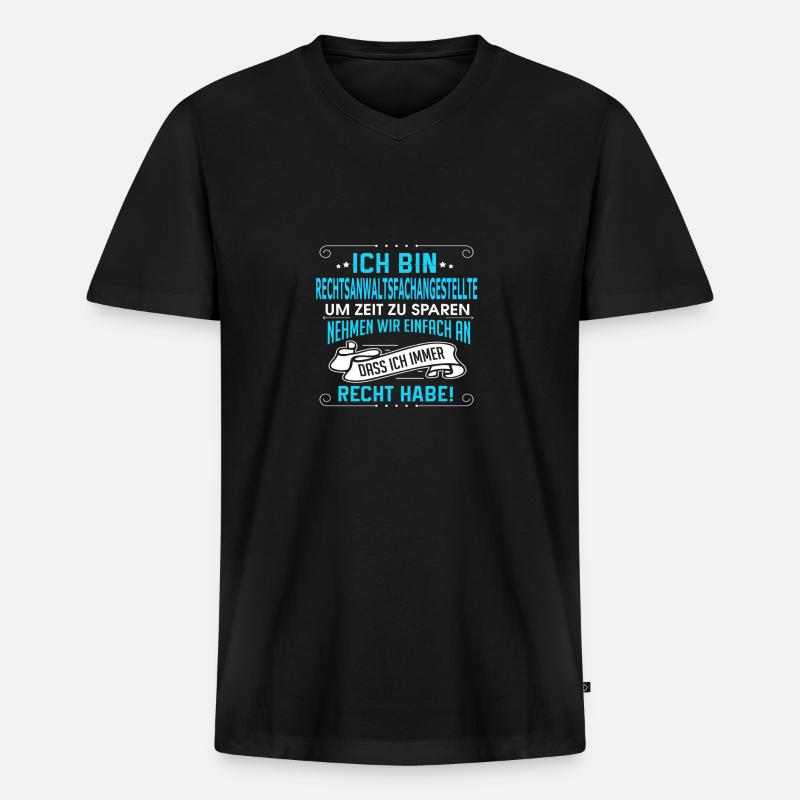 RECHTSANWALTSFACHANGESTELLTE - Männer Premium Bio T-Shirt mit V-Ausschnitt - Schwarz