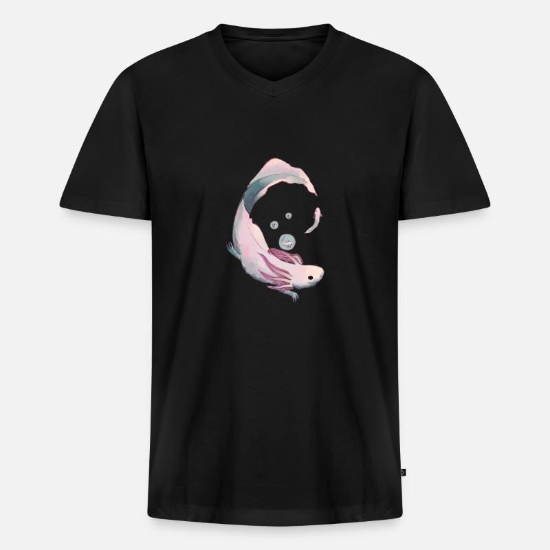 Axolotl Evolution - Männer Premium Bio T-Shirt mit V-Ausschnitt - Schwarz