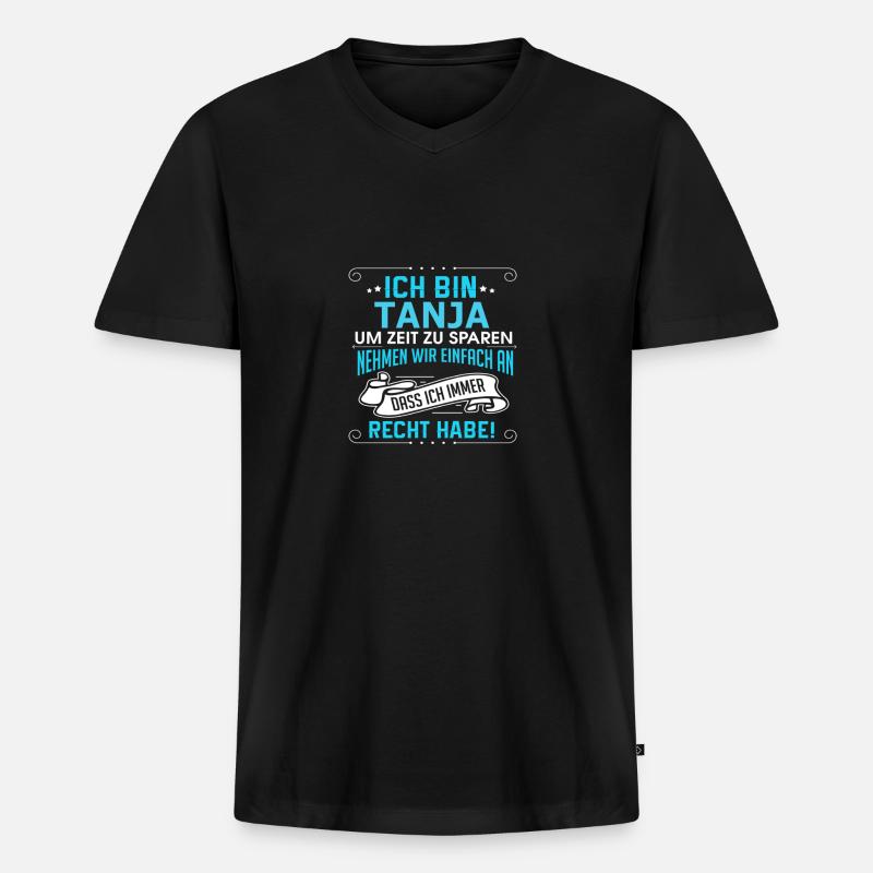 TANJA - Männer Premium Bio T-Shirt mit V-Ausschnitt - Schwarz