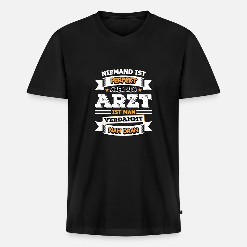 Arzt - Männer Premium Bio T-Shirt mit V-Ausschnitt - Schwarz