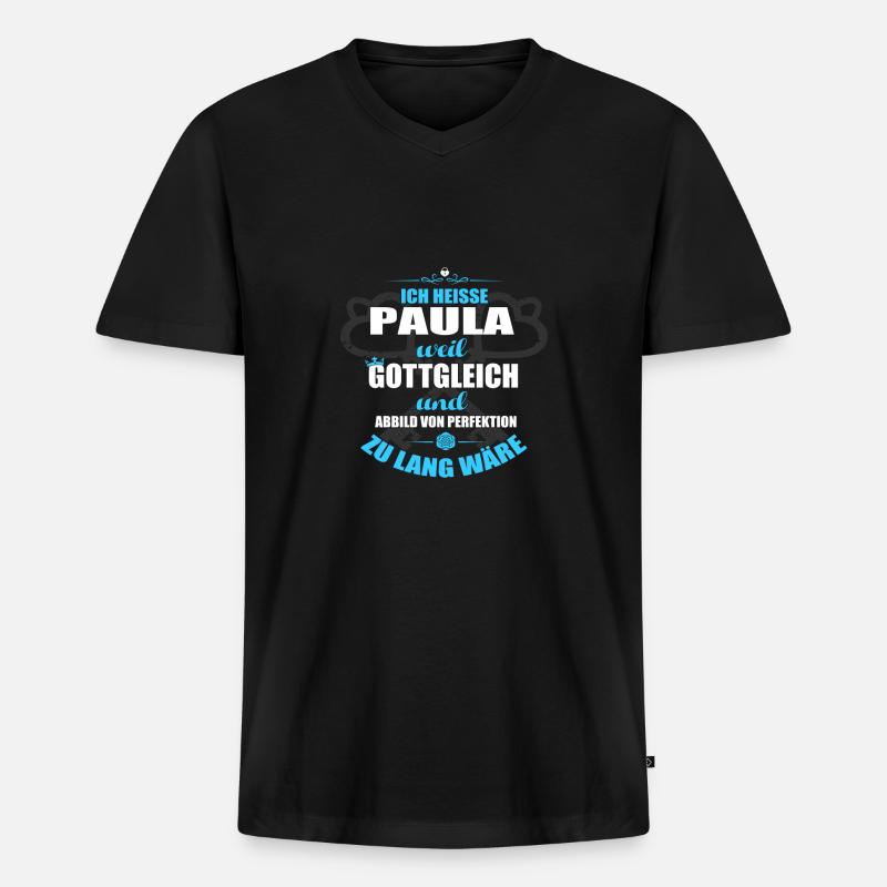 PAULA-Geschenk - Männer Premium Bio T-Shirt mit V-Ausschnitt - Schwarz