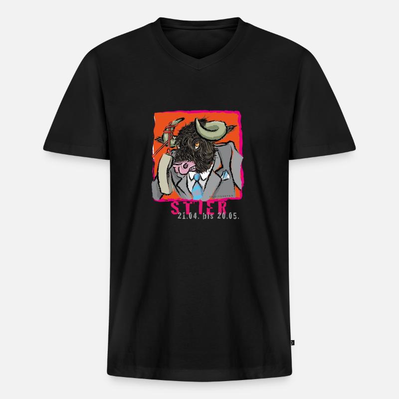 Sternzeichen-Stier - Männer Premium Bio T-Shirt mit V-Ausschnitt - Schwarz
