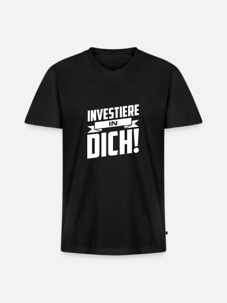 Investiere in dich - Männer Premium Bio T-Shirt mit V-Ausschnitt - Schwarz