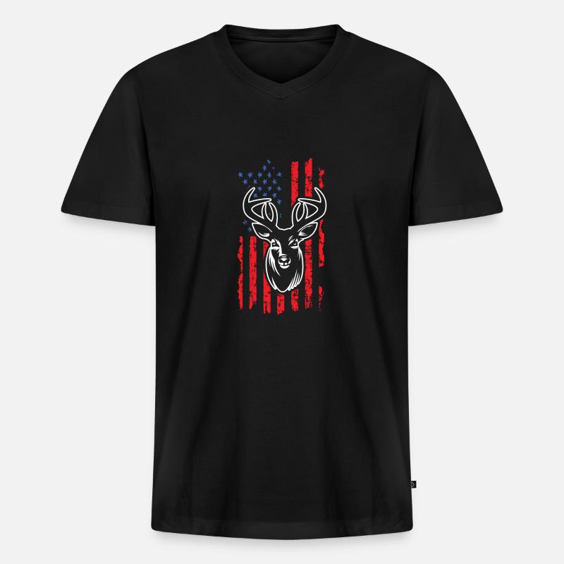 Hirsch jagen - Männer Premium Bio T-Shirt mit V-Ausschnitt - Schwarz