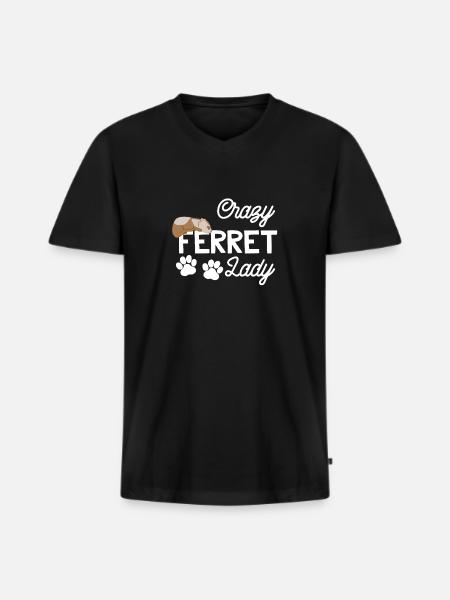 Frettchenfreund - Frettchen - Frettchenlady - Männer Premium Bio T-Shirt mit V-Ausschnitt - Schwarz