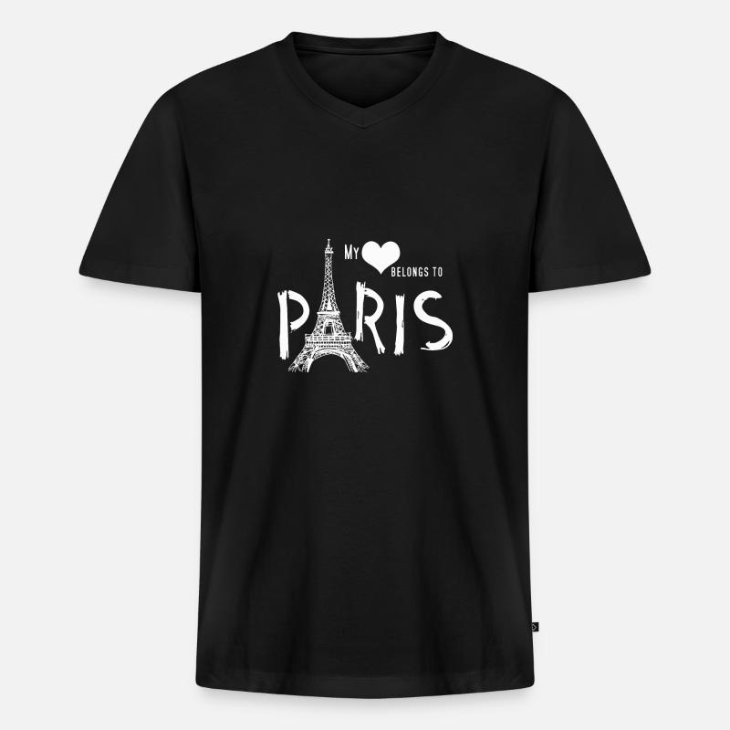 Paris - Männer Premium Bio T-Shirt mit V-Ausschnitt - Schwarz
