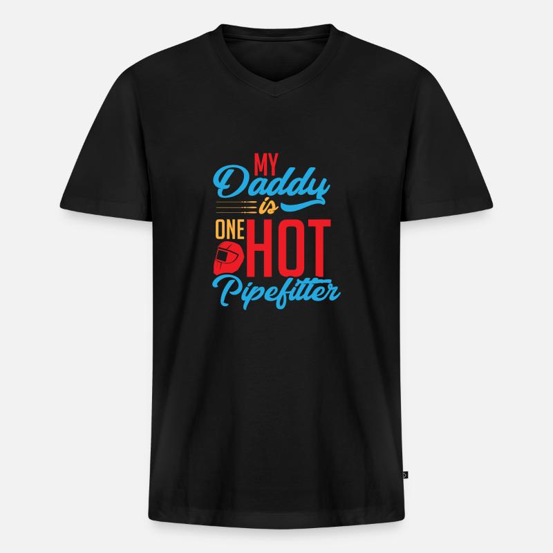 Pipefitter dad - Männer Premium Bio T-Shirt mit V-Ausschnitt - Schwarz