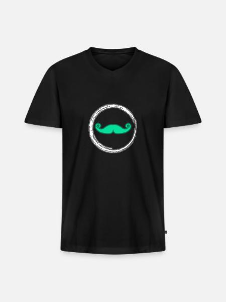 Glühen-Schnurrbart-Neon-Party-glühender Effekt Retro - Männer Premium Bio T-Shirt mit V-Ausschnitt - Schwarz