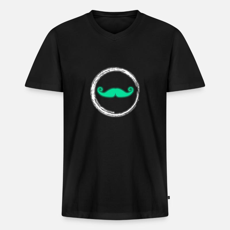 Glühen-Schnurrbart-Neon-Party-glühender Effekt Retro - Männer Premium Bio T-Shirt mit V-Ausschnitt - Schwarz
