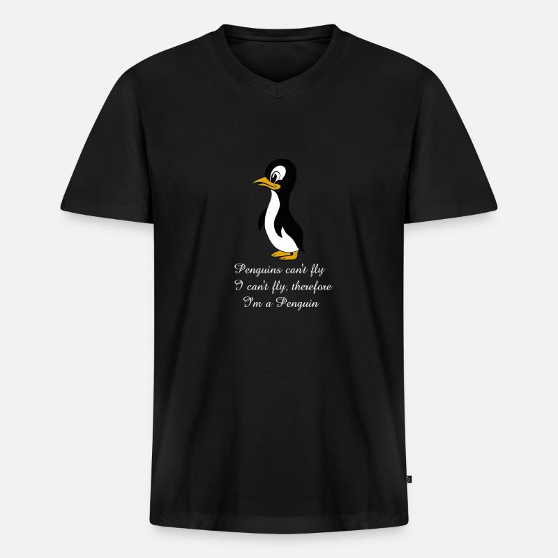 Pinguin Sprüche - Männer Premium Bio T-Shirt mit V-Ausschnitt - Schwarz