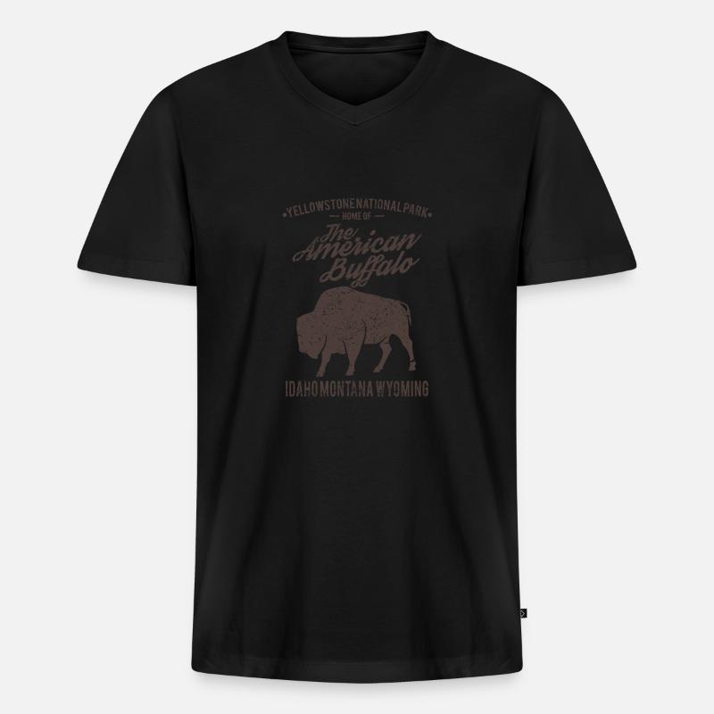 Buffalo - Männer Premium Bio T-Shirt mit V-Ausschnitt - Schwarz