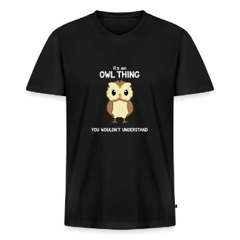 Chouette - Chouette - Chouette - Chouette T-shirt - Cadeau - T-shirt encolure en V Premium bio Homme - noir - Devant - Nico (187cm)