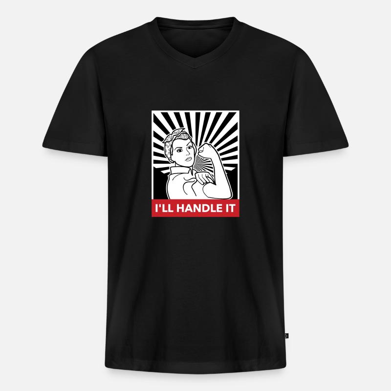 Frauenpower - Männer Premium Bio T-Shirt mit V-Ausschnitt - Schwarz
