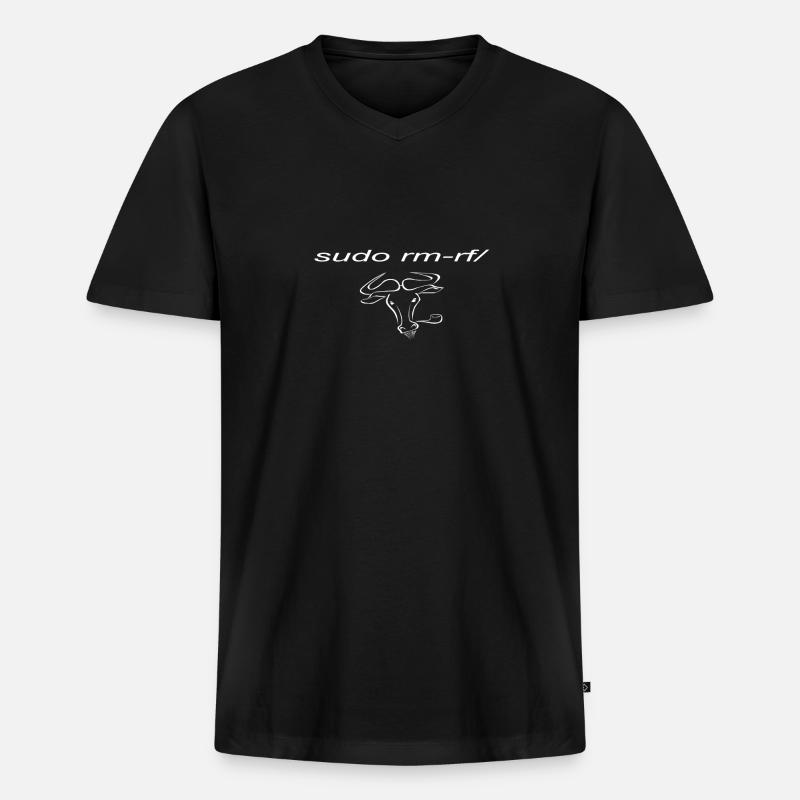 Linux Sudo mit Linux-Gnu - Männer Premium Bio T-Shirt mit V-Ausschnitt - Schwarz