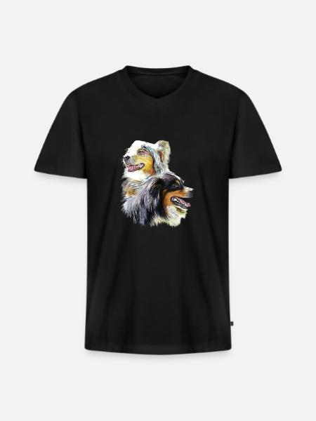 bergers australiens - T-shirt encolure en V Premium bio Homme - noir