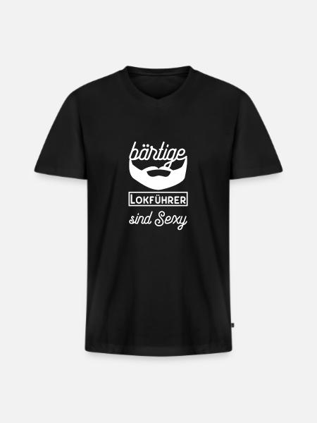 Bärtige Lokfuehrer sind sexy - Männer Premium Bio T-Shirt mit V-Ausschnitt - Schwarz