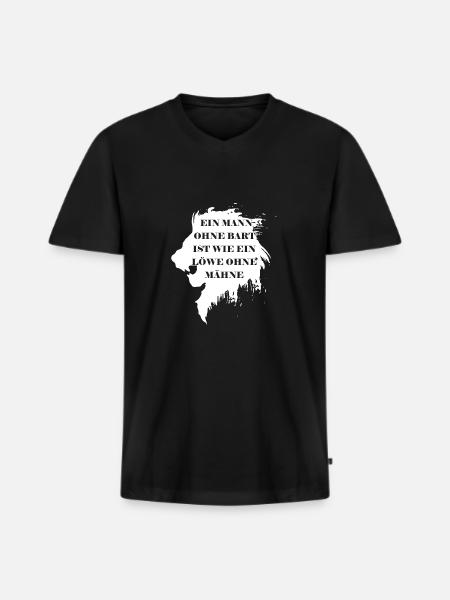 A man without a beard is like a lion without a mane - Men's Premium Organic T-shirt with V-neck - black