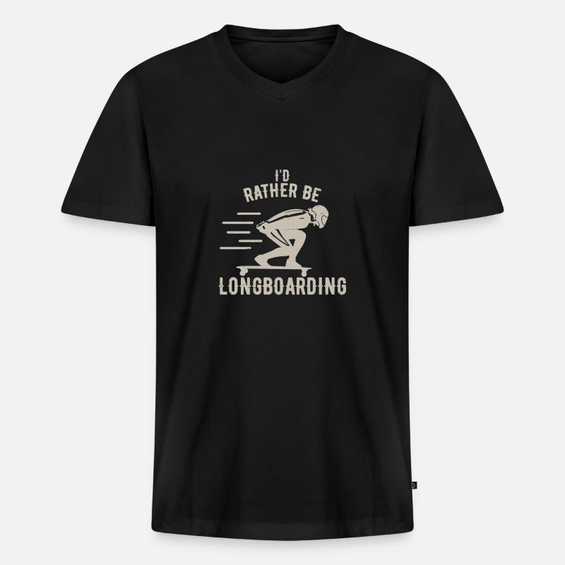 Longboarding - Männer Premium Bio T-Shirt mit V-Ausschnitt - Schwarz