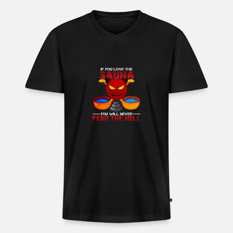 Sauna - Männer Premium Bio T-Shirt mit V-Ausschnitt - Schwarz