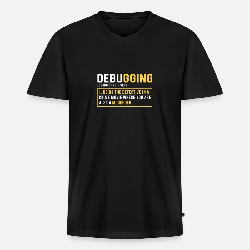 Debugging Programming Programmer Gift - Men's Premium Organic T-shirt with V-neck - black