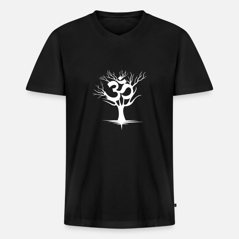 OM - Männer Premium Bio T-Shirt mit V-Ausschnitt - Schwarz