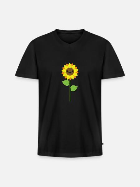 Solsikke gave blomst tegneserie kid pige - Premium økologisk T-shirt med V-hals til mænd - sort