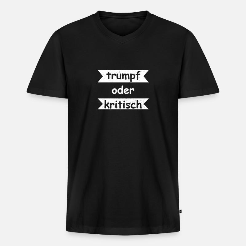 Trumpf oder Kritisch - Männer Premium Bio T-Shirt mit V-Ausschnitt - Schwarz