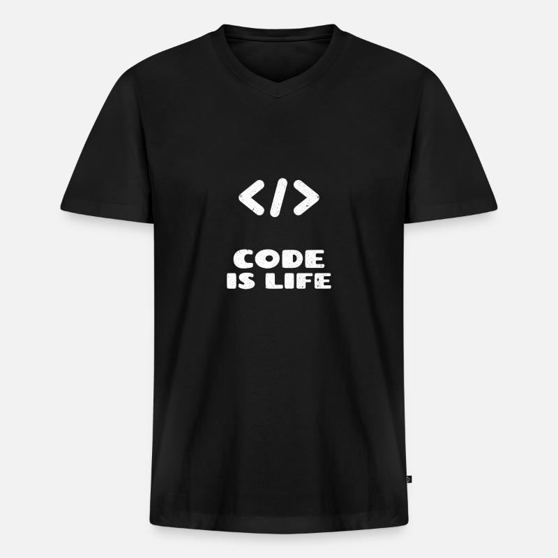 coding programmieren Programmierer Geschenk idee - Männer Premium Bio T-Shirt mit V-Ausschnitt - Schwarz