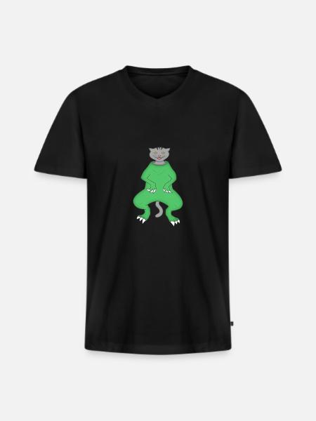 Cat disguise dinosaur - Men's Premium Organic T-shirt with V-neck - black