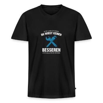 INSTALLATEUR Spruch - Männer Premium Bio T-Shirt mit V-Ausschnitt - Schwarz - Vorne - Nico (187cm)