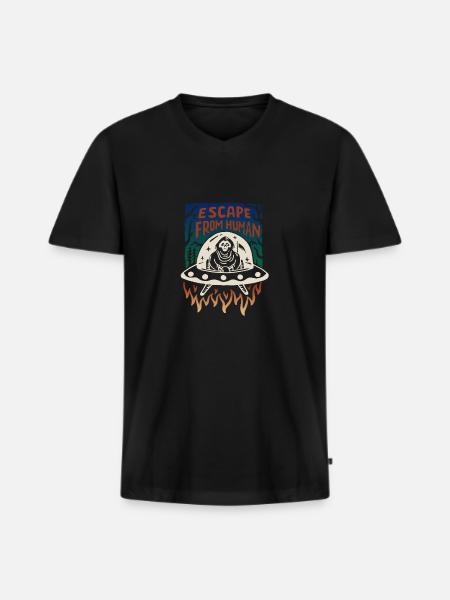Escape from Human - Männer Premium Bio T-Shirt mit V-Ausschnitt - Schwarz