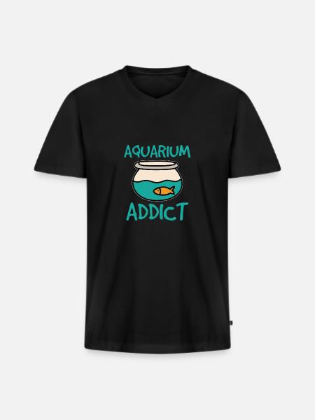 Addicted to aquarium - Men's Premium Organic T-shirt with V-neck - black
