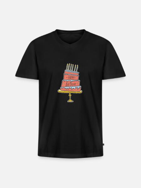 Birthday Cake T-Shirt - Men's Premium Organic T-shirt with V-neck - black