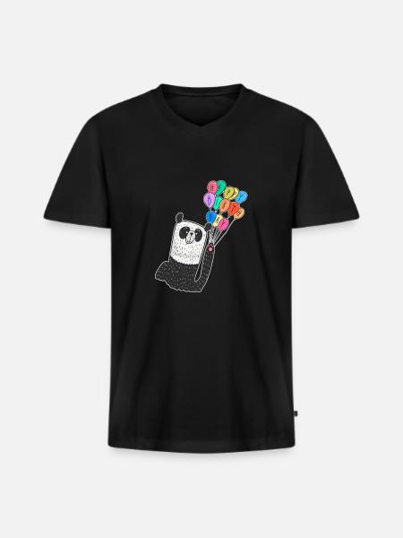 Happy Birthday Kinder Shirt - Männer Premium Bio T-Shirt mit V-Ausschnitt - Schwarz
