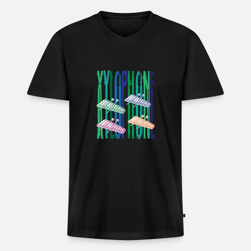 Rainbow Xylophone - Männer Premium Bio T-Shirt mit V-Ausschnitt - Schwarz