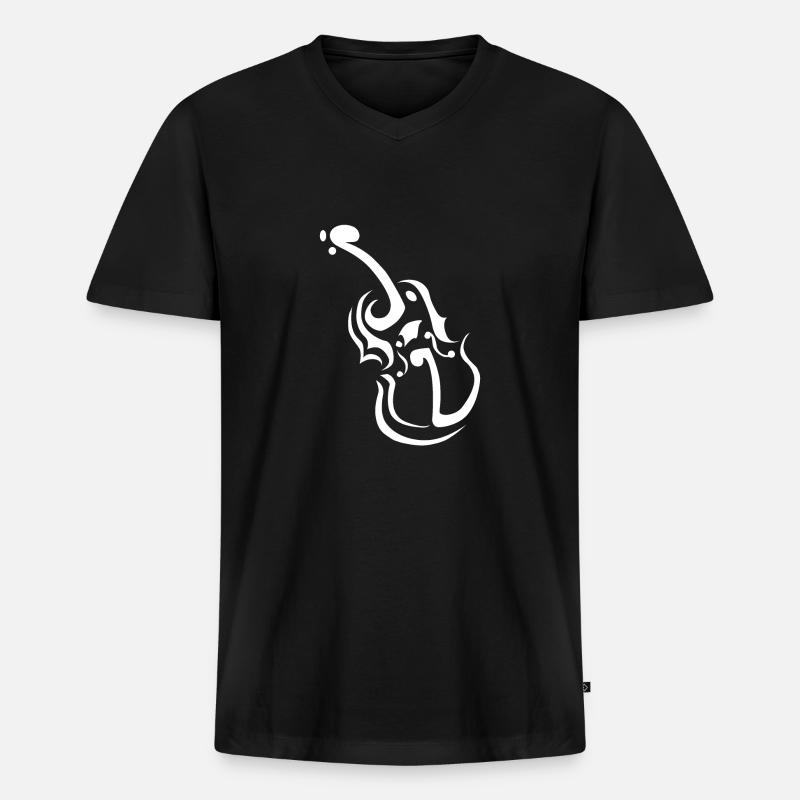 Violin Clipart Notes - Männer Premium Bio T-Shirt mit V-Ausschnitt - Schwarz
