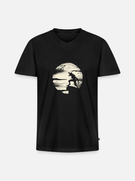 Werewolf With The Full Moon - Men's Premium Organic T-shirt with V-neck - black