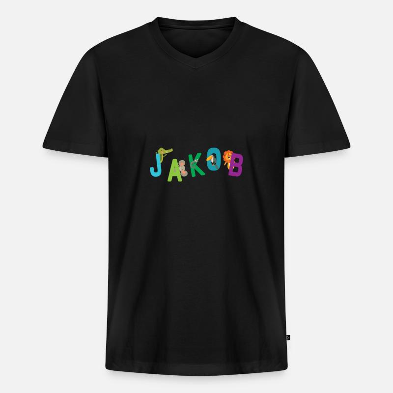 Jakob - Männer Premium Bio T-Shirt mit V-Ausschnitt - Schwarz