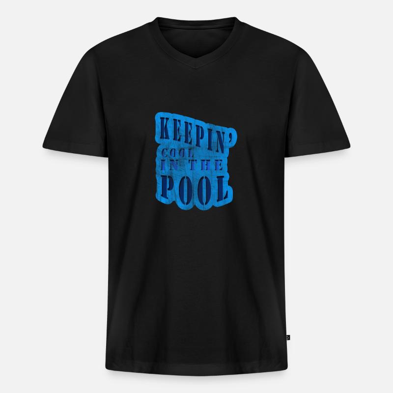 Cool im Pool - Männer Premium Bio T-Shirt mit V-Ausschnitt - Schwarz