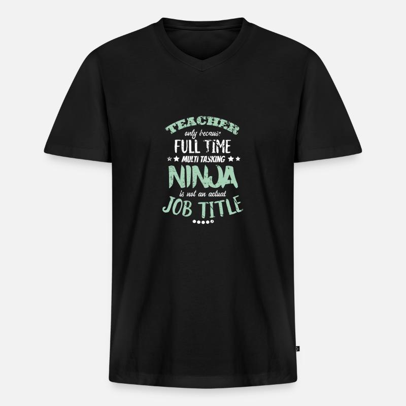 Lehrer witziger Spruch Schule Geschenk - Männer Premium Bio T-Shirt mit V-Ausschnitt - Schwarz