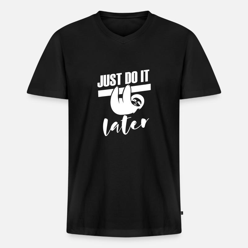 Faultier - Männer Premium Bio T-Shirt mit V-Ausschnitt - Schwarz