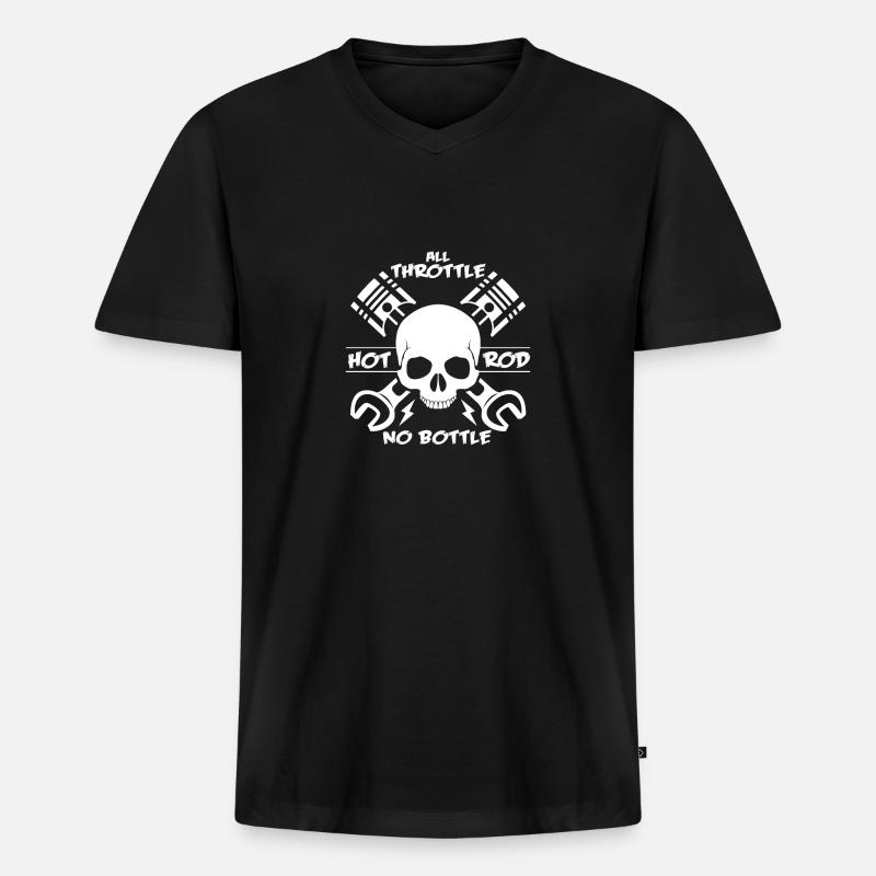 Hot Rod - Männer Premium Bio T-Shirt mit V-Ausschnitt - Schwarz