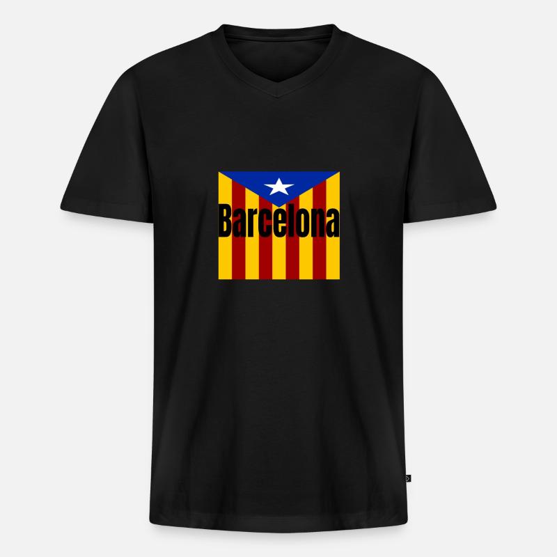 Barca Barcelona Catalan - Männer Premium Bio T-Shirt mit V-Ausschnitt - Schwarz