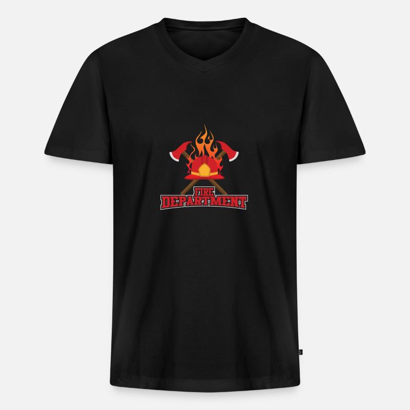 Feuer - Männer Premium Bio T-Shirt mit V-Ausschnitt - Schwarz